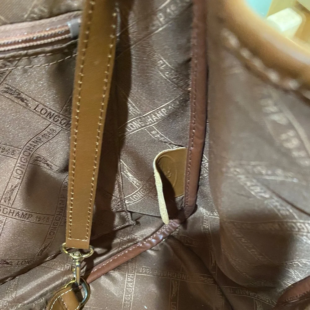 Longchamp Cognac Leather Tote with Top Handles - Picture 7 of 13